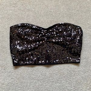 Express sequin cropped tube top